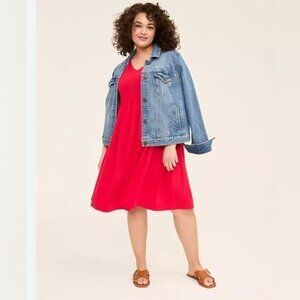 Lane Bryant SL V-Neck Easy Swing Dress in  RED formal casual size 26